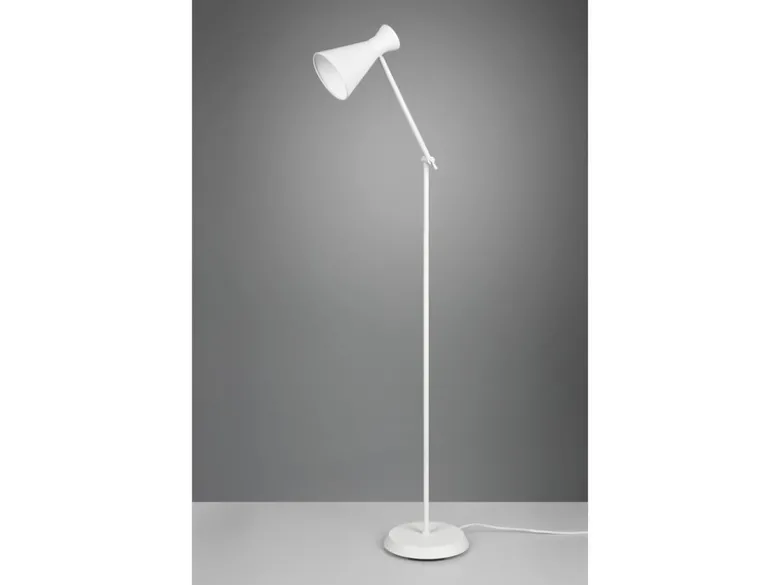 LED Stehleuchte Gelenk & Fußschalter, Metallschirm in Weiß - Höhe 150cm