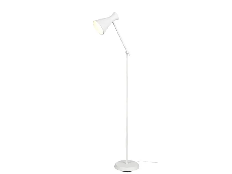 LED Stehleuchte Gelenk & Fußschalter, Metallschirm in Weiß - Höhe 150cm