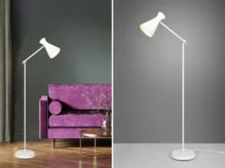 LED Stehleuchte Gelenk & Fußschalter, Metallschirm in Weiß - Höhe 150cm