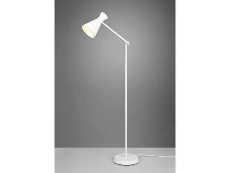 LED Stehleuchte Gelenk & Fußschalter, Metallschirm in Weiß - Höhe 150cm