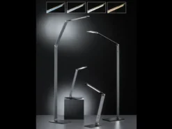 LED Stehleuchte GERI Grau, dimmbar & Lichtfarbe wählbar, Höhe 133cm