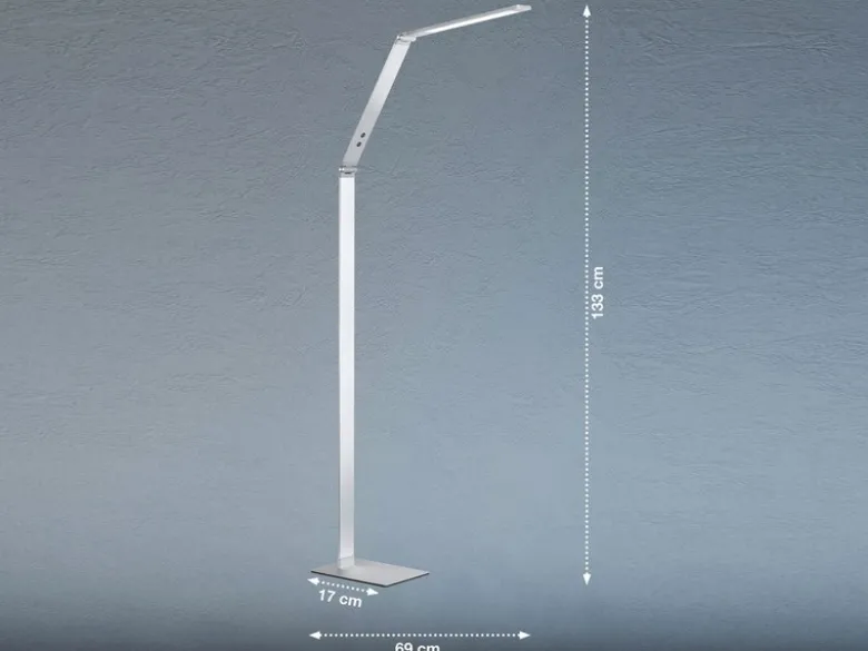 LED Stehleuchte GERI Silber, dimmbar & Lichtfarbe wählbar, Höhe 133cm