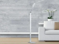 LED Stehleuchte GERI Silber, dimmbar & Lichtfarbe wählbar, Höhe 133cm