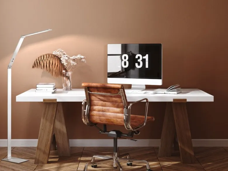 LED Stehleuchte GERI Silber, dimmbar & Lichtfarbe wählbar, Höhe 133cm