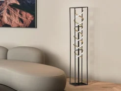 LED Stehleuchte GIAN Schwarz Gold dimmbar, Höhe 135cm