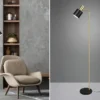LED Stehleuchte Gold & Metallschirm Schwarz Höhe 154cm