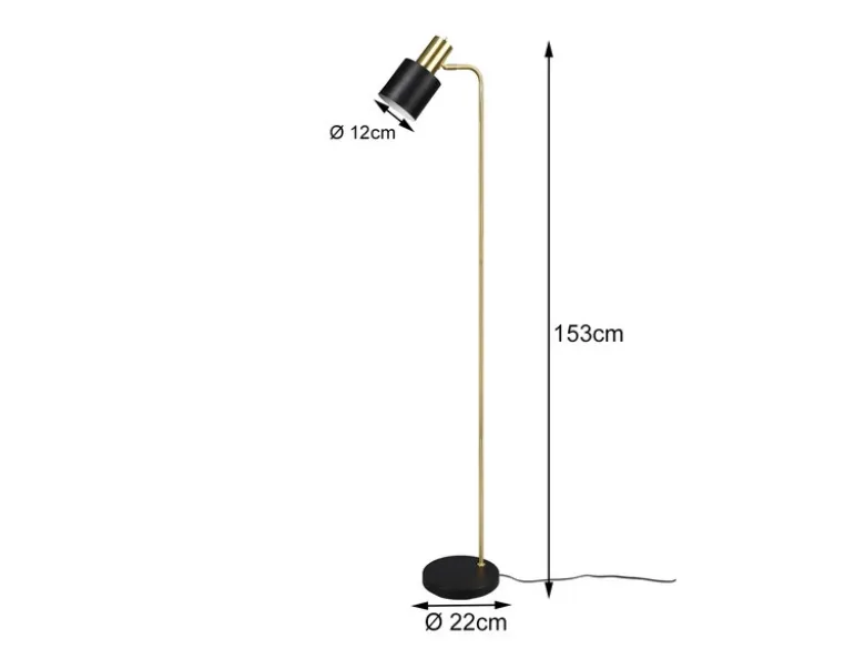 LED Stehleuchte Gold & Metallschirm Schwarz Höhe 154cm