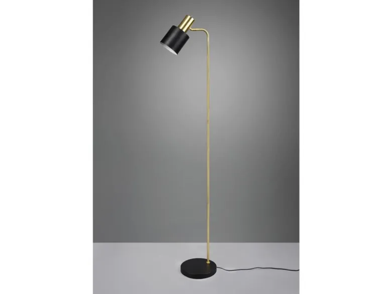 LED Stehleuchte Gold & Metallschirm Schwarz Höhe 154cm
