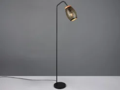LED Stehleuchte in Schwarz/Gold mit ausgefallenem Stanzmuster, Höhe 147cm