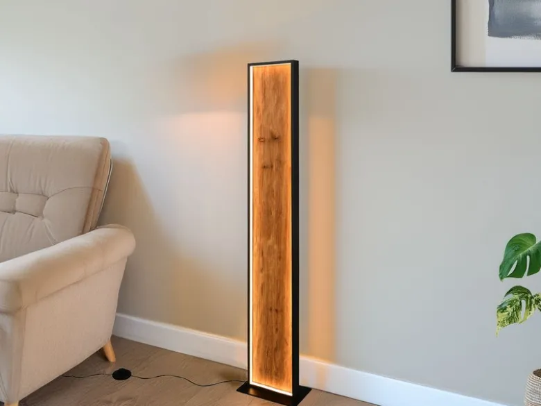 LED Stehleuchte KALEA klein aus Naturholz dimmbar, Höhe 120cm