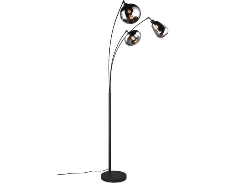 LED Stehleuchte Lampenschirm Glas Chrom bedampft, Höhe 200cm