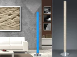 LED Stehleuchte LEIA Chrom dimmbar Fernbedienung, Farbwechsel 104cm hoch