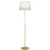 LED Stehleuchte Messing mit Stoffschirm Weiß, höhenverstellbar 138 - 180cm