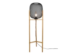 LED Stehleuchte Metall Gitterlampe Schwarz, Höhe 123cm Ø38cm