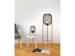 LED Stehleuchte Metall Gitterlampe Schwarz, Höhe 123cm Ø38cm