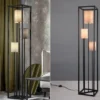 LED Stehleuchte Metall mit drei Stoffschirmen, Höhe 153cm