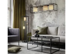 LED Stehleuchte Metall mit drei Stoffschirmen, Höhe 153cm