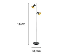LED Stehleuchte Metall Schwarz/Gold 2 Spots schwenkbar - 144cm hoch