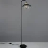 LED Stehleuchte mit Gitter Lampenschirm Schwarz Gold, Höhe 155cm