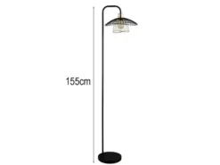 LED Stehleuchte mit Gitter Lampenschirm Schwarz Gold, Höhe 155cm