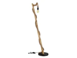 LED Stehleuchte mit Hanfseil und Holzstab, Höhe 150cm