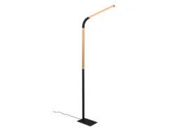 LED Stehleuchte NORRIS Schwarz mit Holzelementen, Höhe 140cm