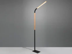 LED Stehleuchte NORRIS Schwarz mit Holzelementen, Höhe 140cm