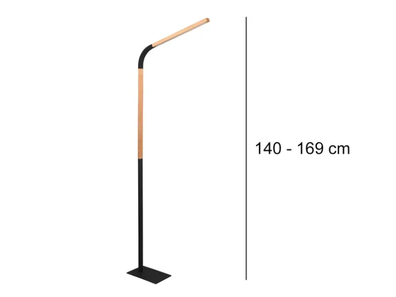 LED Stehleuchte NORRIS Schwarz mit Holzelementen, Höhe 140cm