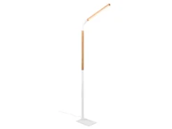 LED Stehleuchte NORRIS Weiß mit Holzelementen, Höhe 140cm