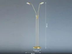 LED Stehleuchte POOL Messing 2-flammig dimmbar, Höhe 160cm