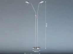 LED Stehleuchte POOL Silber 2-flammig dimmbar, Höhe 160cm