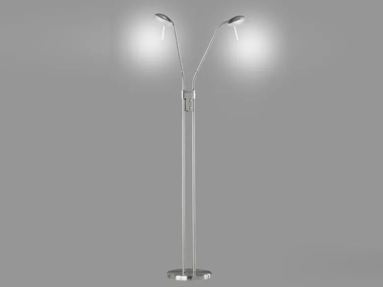 LED Stehleuchte POOL Silber 2-flammig dimmbar, Höhe 160cm