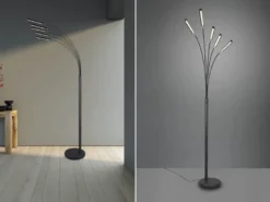 LED Stehleuchte REED 5 Arme Metall Schwarz, dimmbar - 195cm hoch