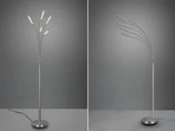 LED Stehleuchte REED 5 Arme Metall Silber, dimmbar - 195cm hoch