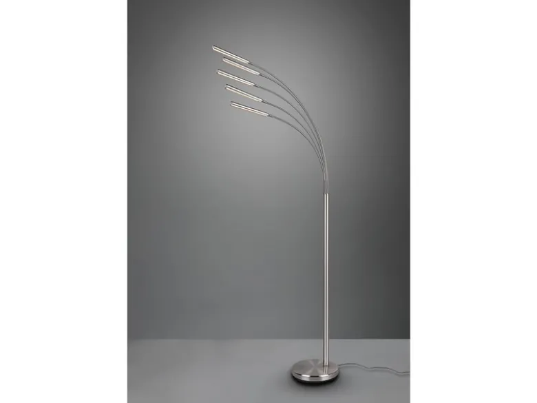 LED Stehleuchte REED 5 Arme Metall Silber, dimmbar - 195cm hoch