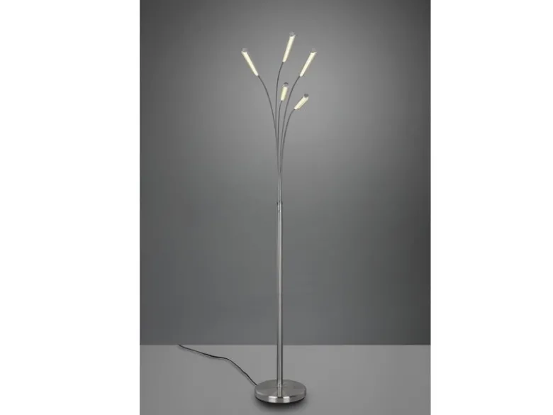 LED Stehleuchte REED 5 Arme Metall Silber, dimmbar - 195cm hoch