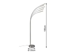 LED Stehleuchte REED 5 Arme Metall Silber, dimmbar - 195cm hoch