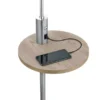 LED Stehleuchte Silber matt mit Stoffschirm, Ablagetisch & USB Anschluss, 160cm