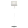LED Stehleuchte Silber mit Stoffschirm Weiß, höhenverstellbar 138 - 180cm