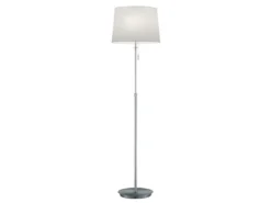LED Stehleuchte Silber mit Stoffschirm Weiß, höhenverstellbar 138 - 180cm