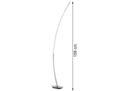 LED Stehleuchte SOLO gebogen Metall Silber gebürstet, Höhe 158cm