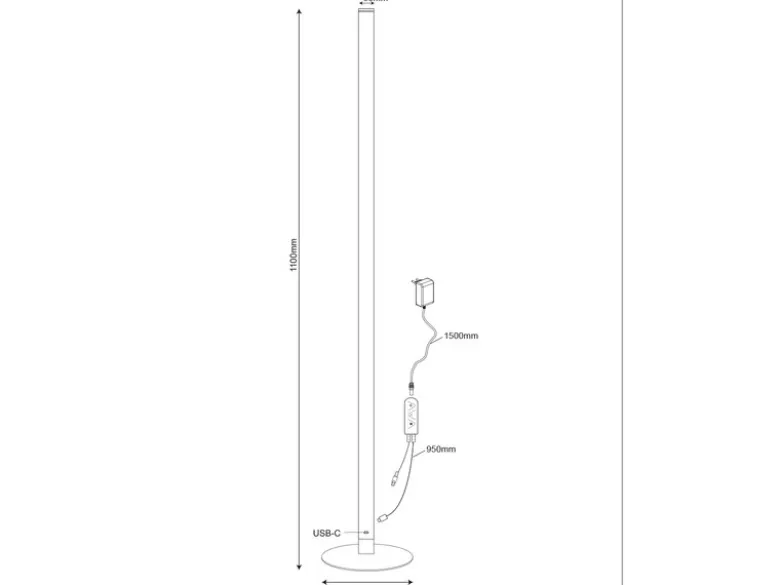 LED Stehleuchte TENDO mit Fernbedienung, RGB & Sound Control - H 115cm