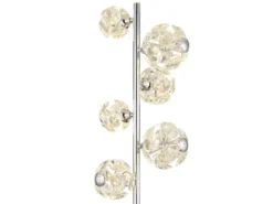 LED Stehleuchte VIRINA Silber Chrom mit fünf Kugeln aus K9 Kristallen, H: 155cm