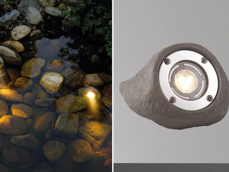 LED Steinleuchte Erweiterungsspot LAPIS, 2m Kabel, 12V, IP68, 14x11cm