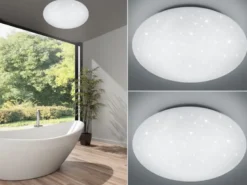 LED Sternenhimmel Deckenleuchte 2er Set Weiß IP44 Badlampen, Ø 37cm