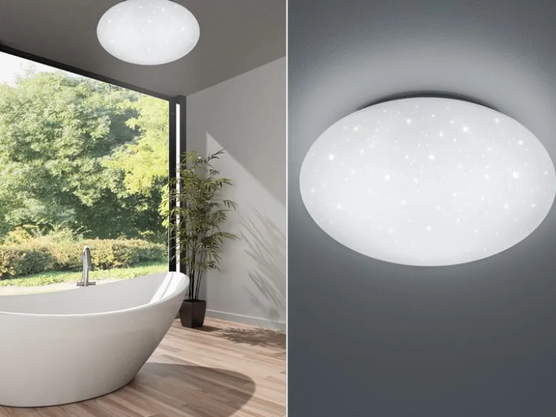 LED Sternenhimmel Deckenleuchte PAOLO in Weiß IP44 Badlampe, Ø 37cm