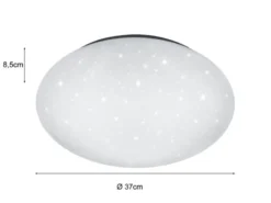 LED Sternenhimmel Deckenleuchte PAOLO in Weiß IP44 Badlampe, Ø 37cm
