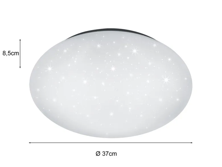 LED Sternenhimmel Deckenleuchte PAOLO in Weiß IP44 Badlampe, Ø 37cm