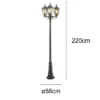 LED Straßenlaterne Aluminium Grün, E27 Gartenlaterne 3-flammig, Höhe 220cm