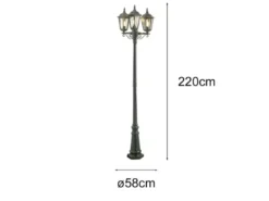 LED Straßenlaterne Aluminium Grün, E27 Gartenlaterne 3-flammig, Höhe 220cm